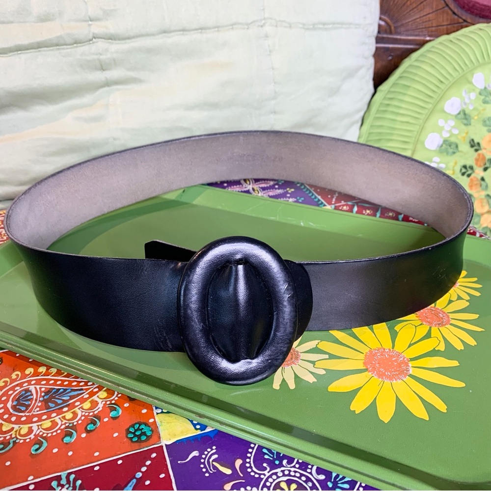 90s Wide Leather Waist Belt - Picture 4 of 8
